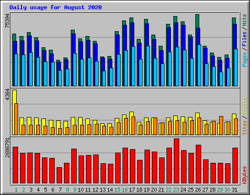 Daily usage for August 2020