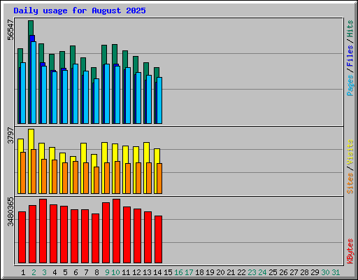 Daily usage for August 2025